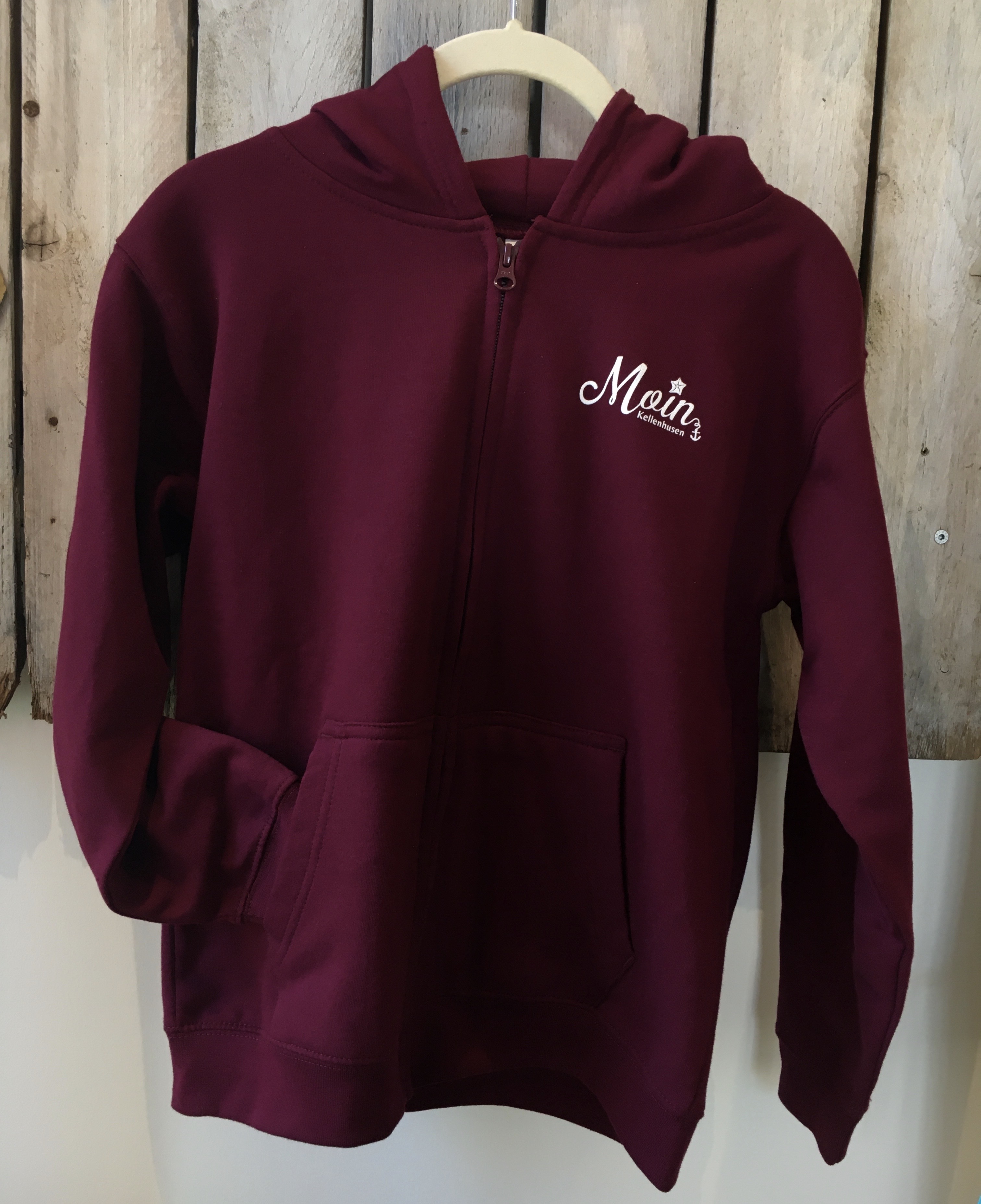 Kinder Zoodie  Burgundy mit Motiv Moin Kellenhusen 