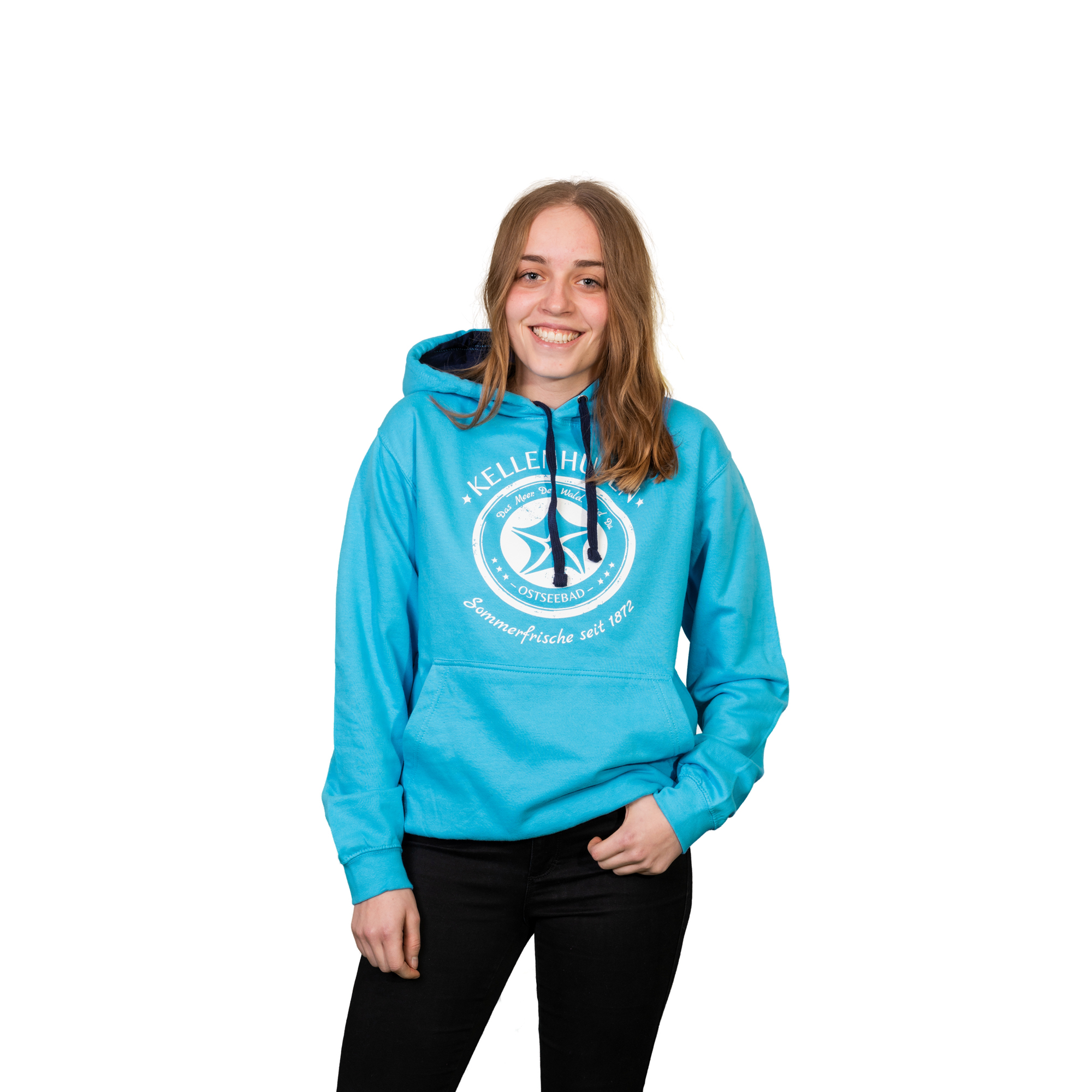 2-farbiger-Hoodie-Iceblue-Dunkelblau-Annika-Vorne